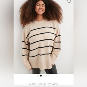 Aerie Beige and Black Striped Sweater